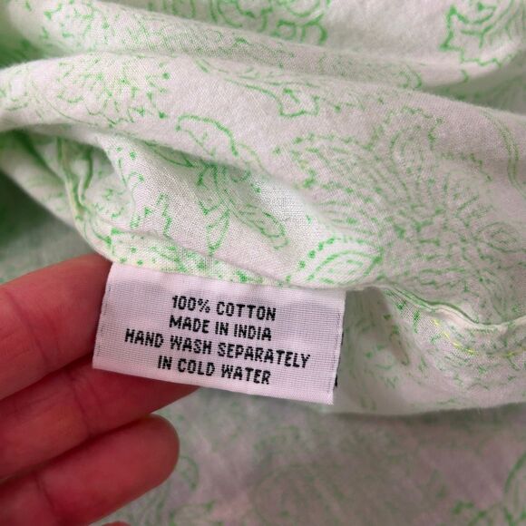 Roberta Roller Rabbit Blouse Top Womens Medium Green Floral 3/4 Sleeve Pintuck - Picture 5 of 16